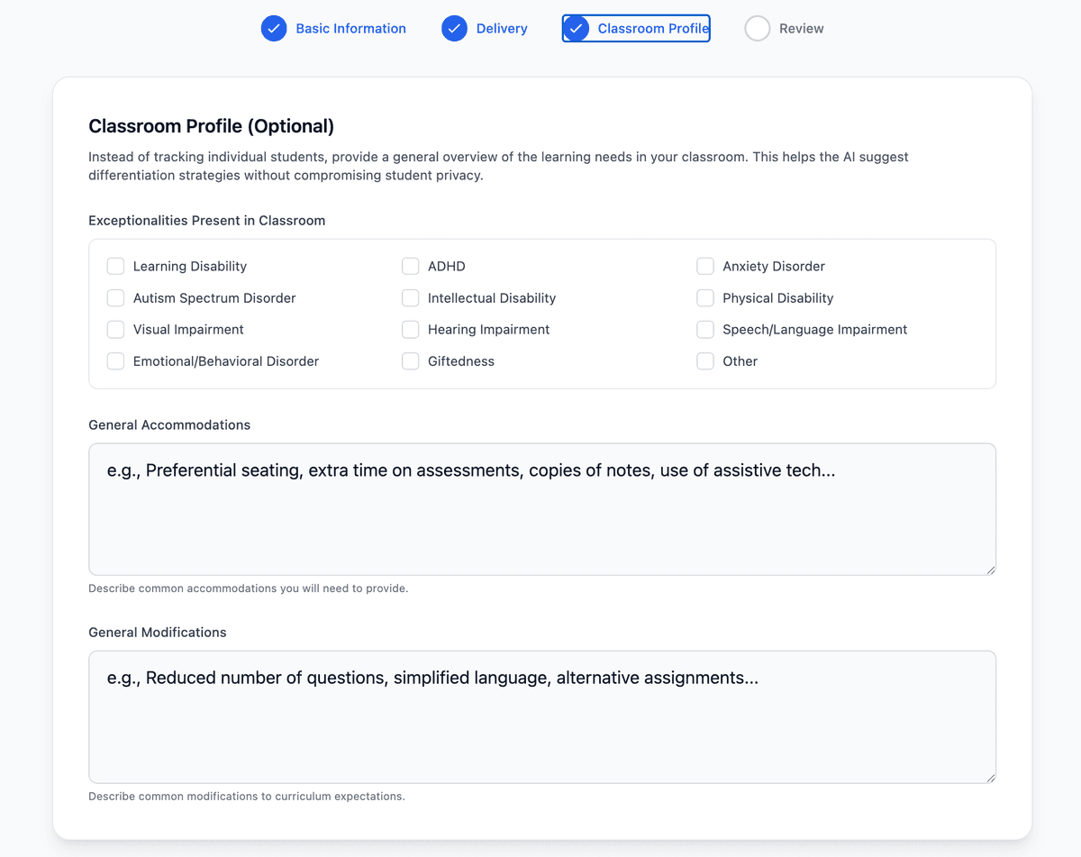 Create a Class screenshot
